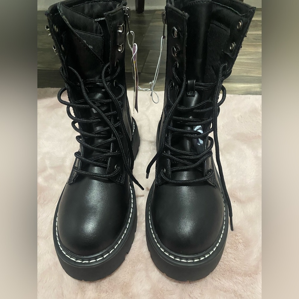 Black Lace-Up Combat Boots